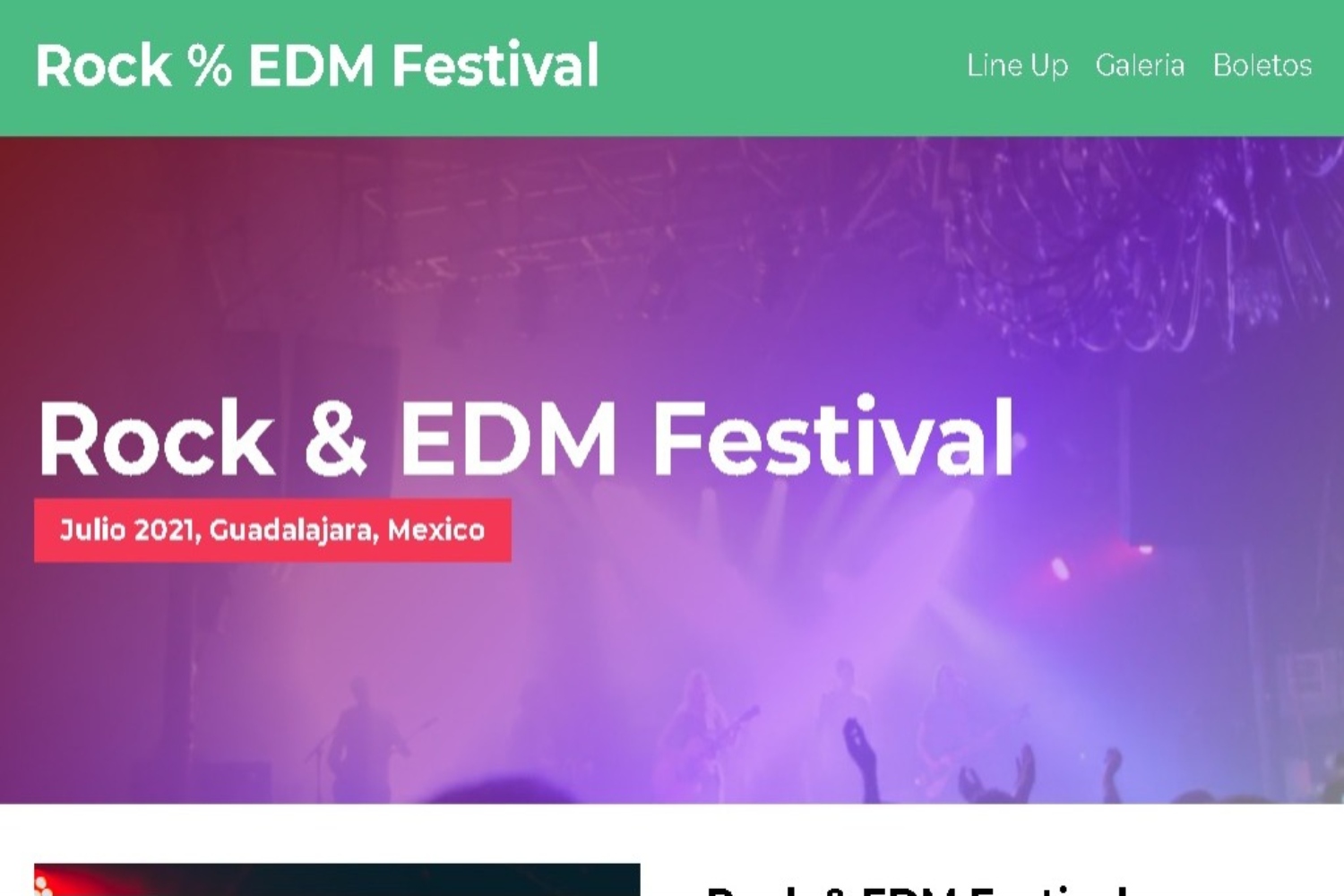 Imagen de diseño web para Festival de Musica
